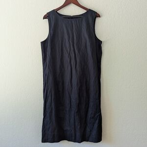 Lafayette 148 New York Dark Navy Blue Sleeveless Shift  Midi Dress Size XL